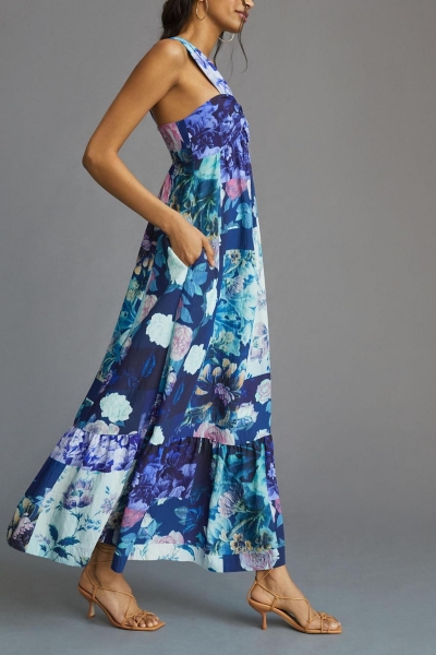 navy blue shrugs for dresses Tatiana Velvet One Shoulder Maxi Dress