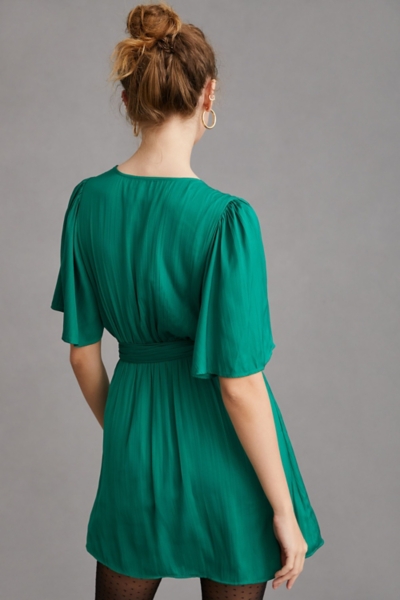 green wrap mini dress Chiffon Wrap Mini Dress