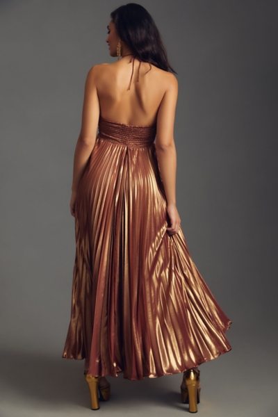 slim fit dress slacks Plisse Halter Neck Maxi Cutout Dress W/ Open Back – Urbanheer