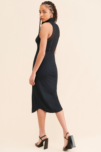 sheer midi dress black Lyra Sheer Bodice Midi Dress Black– Selfie Leslie main image 0