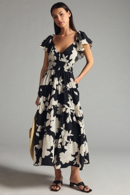 Tiered Flutter Sleeve Dress