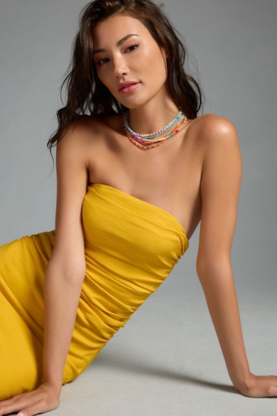 the soleil slim strapless ruched dress The Soleil Slim Strapless Ruched Dress