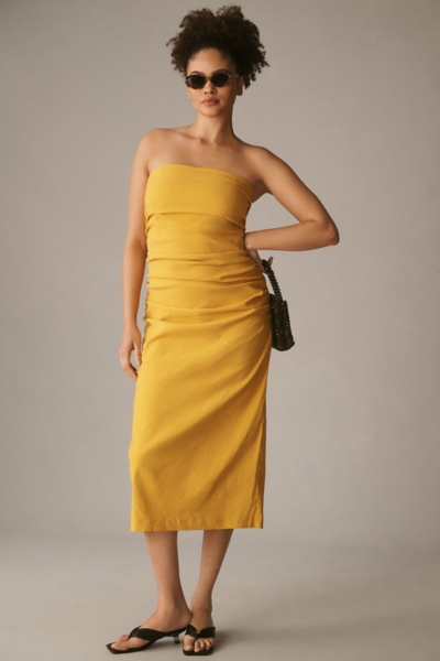 soleil slim strapless ruched dress Anthropologie | Dresses | Nwt Anthropologie The Soleil Slim Strapless  Ruched Dress Magic Fabric Sz L