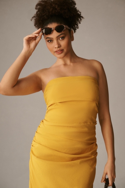the soleil slim strapless ruched dress The Soleil Slim Strapless Ruched Dress
