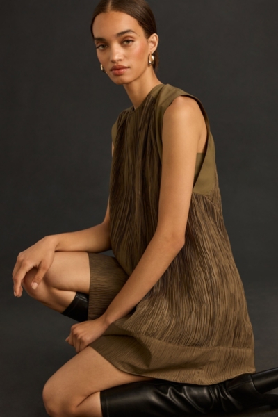 Cap-Sleeve Plissé Mini Dress | Nuuly