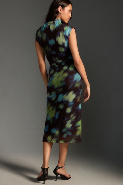 anthropologie maya ruched dress The Maya Ruched Cowl-Neck Mesh Dress