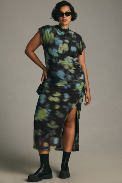 knee length dresses for ladies Brown Renaissance Art Print Midi Dress