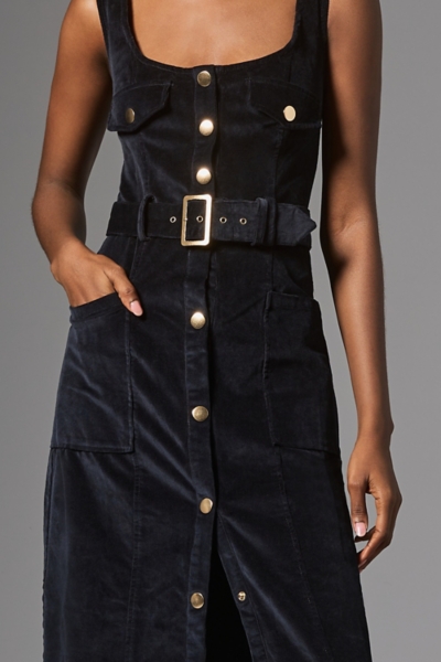 Corduroy Slim Pinafore Midi Dress | Nuuly