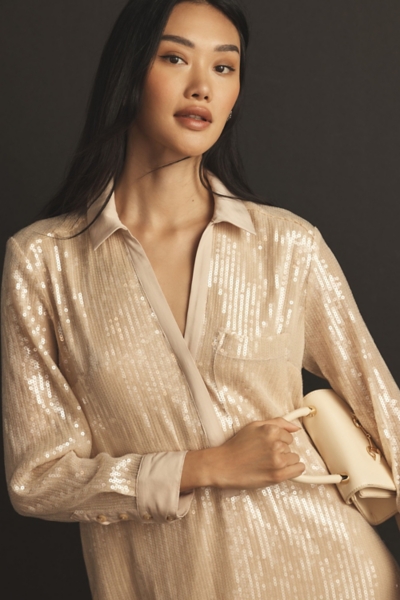 fitted lace wedding dress Shimmering Splendor Sequin Shirt Dress – Lariat Lashes main image 0