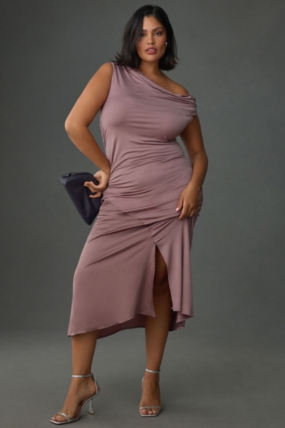 blue dress for baby girl Asymmetrical Open Back Draped Midi Dress main image 1