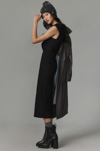 clover midi dress Coco Jet Black Drop Waist Midi Dress Elle Grey