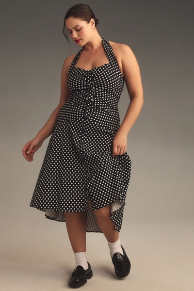 halter strap neckline dress Lucinda Halter Satin Midi Dress • Shop American Threads Boutique Light Blue / S main image 0