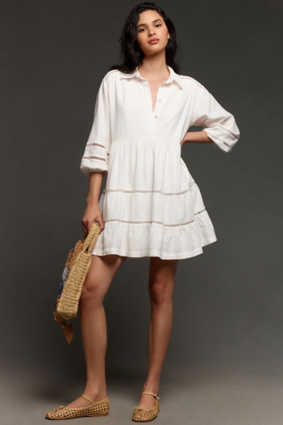 The Bettina Tiered Mini Shirt Dress: Linen Edition | Nuuly