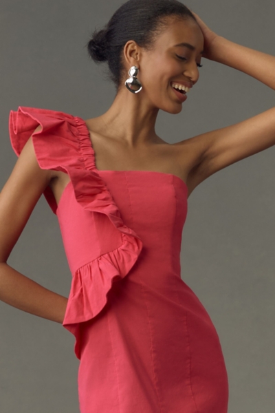 strapless open back dress Petal and Pup Women's Layley One Shoulder Maxi Dress