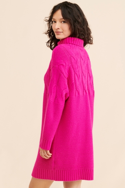 Cable-Knit Turtleneck Sweater Mini Dress | Nuuly
