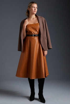 Vegan Leather Pleated Midi Dress | Nuuly
