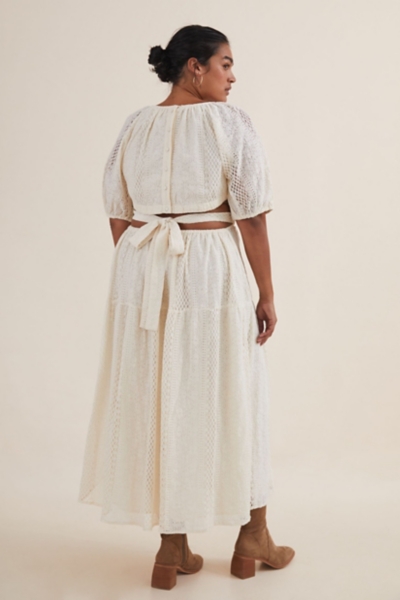 white lace dress with heels Ethereal Lace Dress  HB Studios
