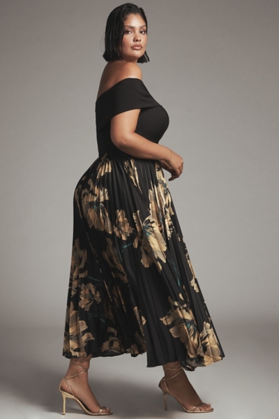 Off-The-Shoulder Twofer Midi Dress | Nuuly