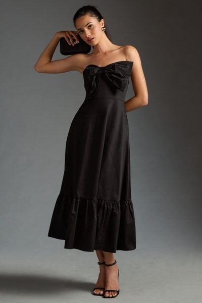nuuly black tie dress Bow-Tie Maxi Prom Maxi Dress with Silhouette:FIT & FLARE Size:16 AU (14 US)