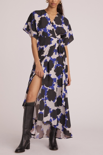 chinese dress ladies RUFFLE NECK SLEEVELESS PEASANT MAXI – Maggy London main image 0
