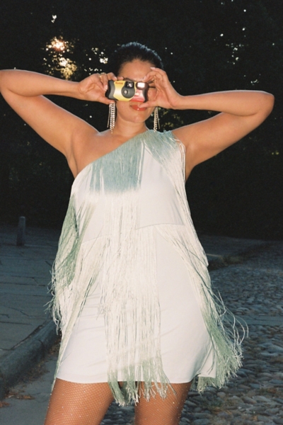 x m.g. style kate one shoulder sweetheart neckline fringe dress Austin Black One Shoulder Fringe Dress / S