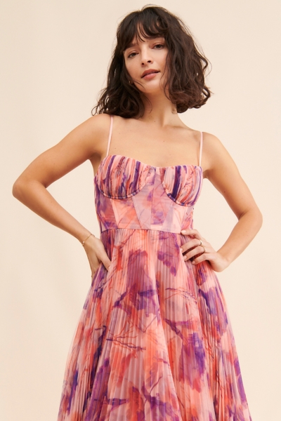 pleated tulle sweetheart dress hutch Hutch Amara Sweetheart Pleated Tulle Maxi Dress