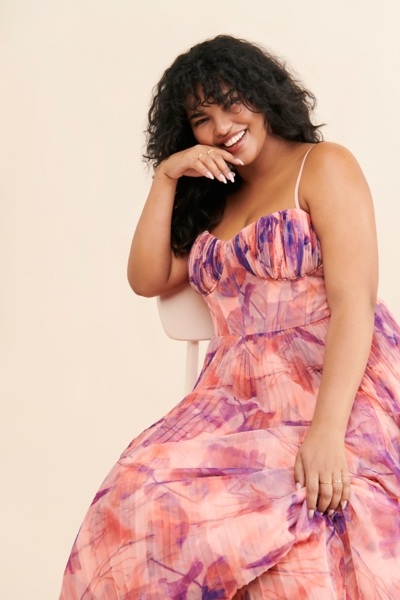 pleated tulle sweetheart dress hutch Hutch Amara Corset Pleated Tulle Fit & Flare Midi Dress