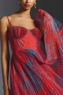 Pleated Tulle Sweetheart Dress