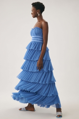 Strapless Tiered Tulle Dress | Nuuly