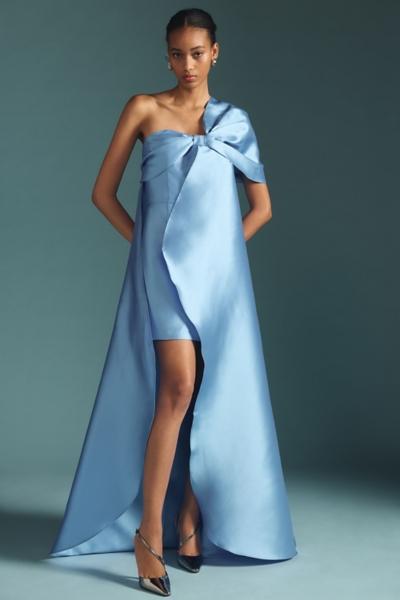 One-Shoulder Bow Train Dress | Nuuly