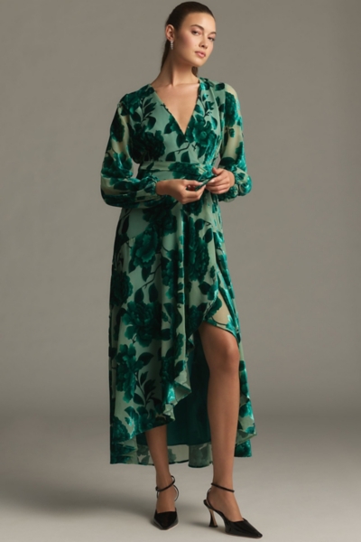 chinese dress ladies Baltic Born Womens Meghan Velvet Wrap Maxi Dress | Champagne main image 0