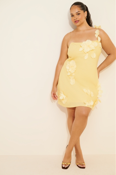 3D Floral Appliqu Linen Blend Dress | Nuuly
