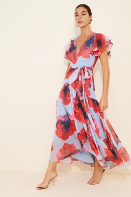 Zola Short-Sleeve Ruffle Wrap Midi Dress | Nuuly