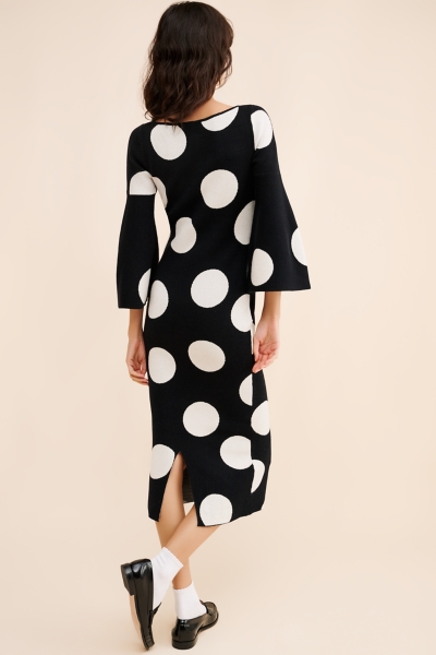 sweater dress ribbed Anna-Kaci Turtleneck Ribbed Slit Sweater Dress - Brown main image 1
