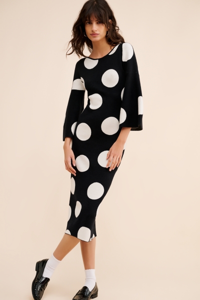 Fluted-Sleeve Sweater Midi Dress | Nuuly