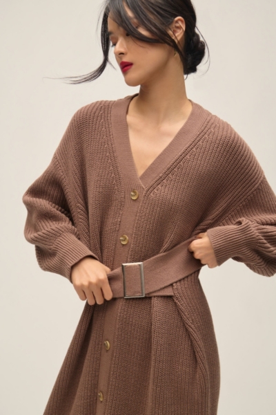 Long-Sleeve Belted Cardigan Sweater Midi Dress Nuuly