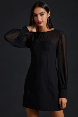 Sheer long sleeve mini dress sale