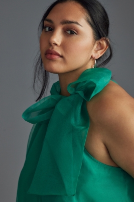 Organza Bow-Neck Mini Dress