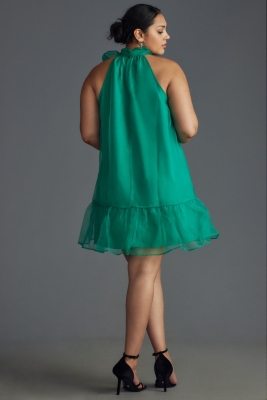 Organza Bow-Neck Mini Dress