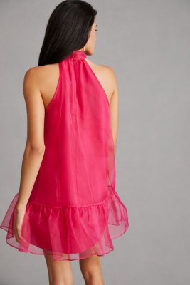 Organza Bow-Neck Mini Dress