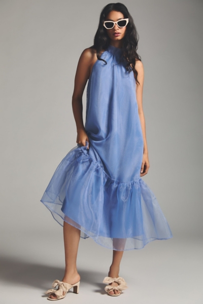 blue halter tutu dress sparkly beading halter tulle homecoming short – alinanova