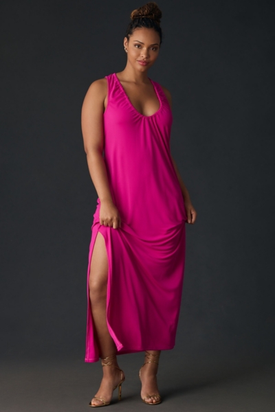 ruched scoop neck dress Ruched Scoop-Neck Midi Dress