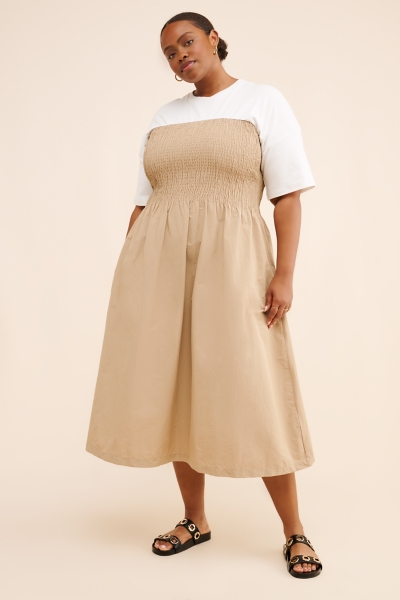 ana midi dress Pale Yellow Cotton Strapless Dress Large