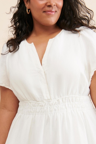 chinese dress ladies loose fitting white linen dress for summer JL025 – YLISTYLE main image 0