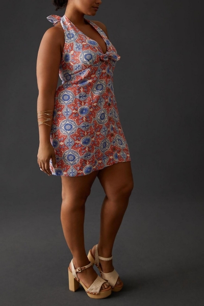 floral tie front mini dress Shyanne Women's Floral Print Tie Front Mini Dress