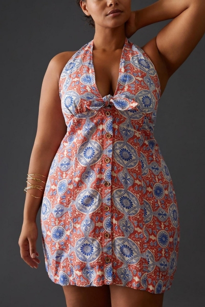 maeve tie strap mini dress Maeve Satin Portrait Front-Tie Mini Dress