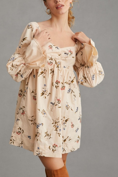 Long-Sleeve Embroidered Mini Dress | Nuuly