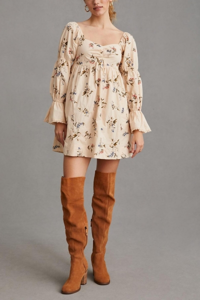 Long-Sleeve Embroidered Mini Dress | Nuuly