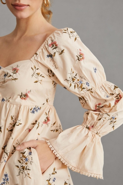 Long-Sleeve Embroidered Mini Dress | Nuuly