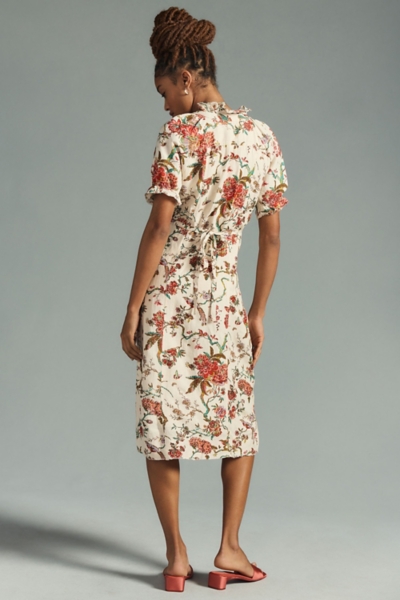 ruffled floral shirt dress anthropologie Ruffled Floral Maxi Dress
